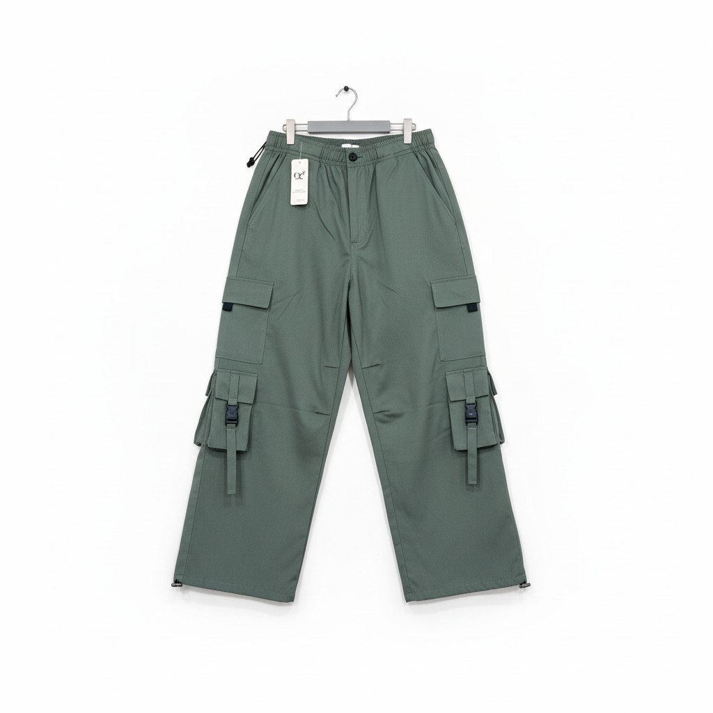 Trendy Olive Green Parachute Pants