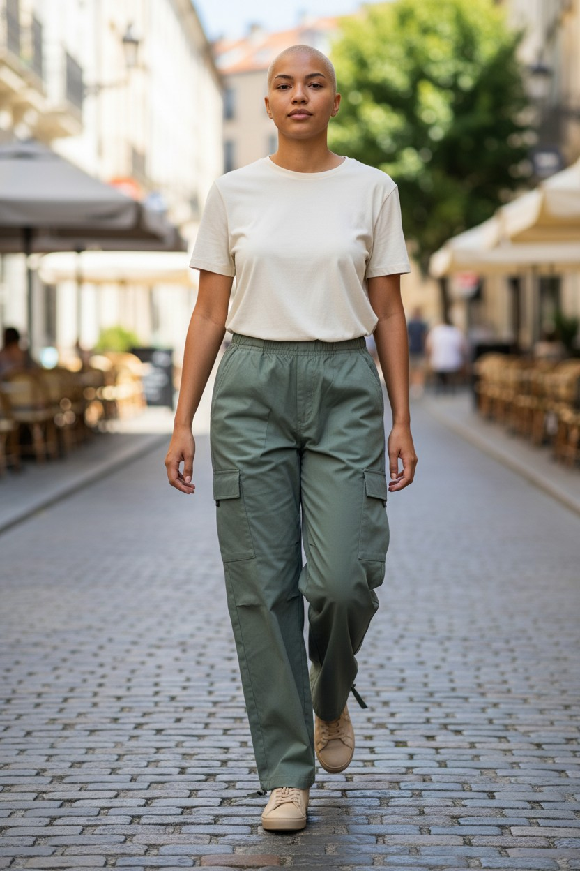 Trendy Olive Green Parachute Pants