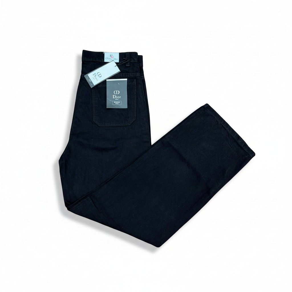 Unisex Classic Black Wide-Leg Denim Jeans