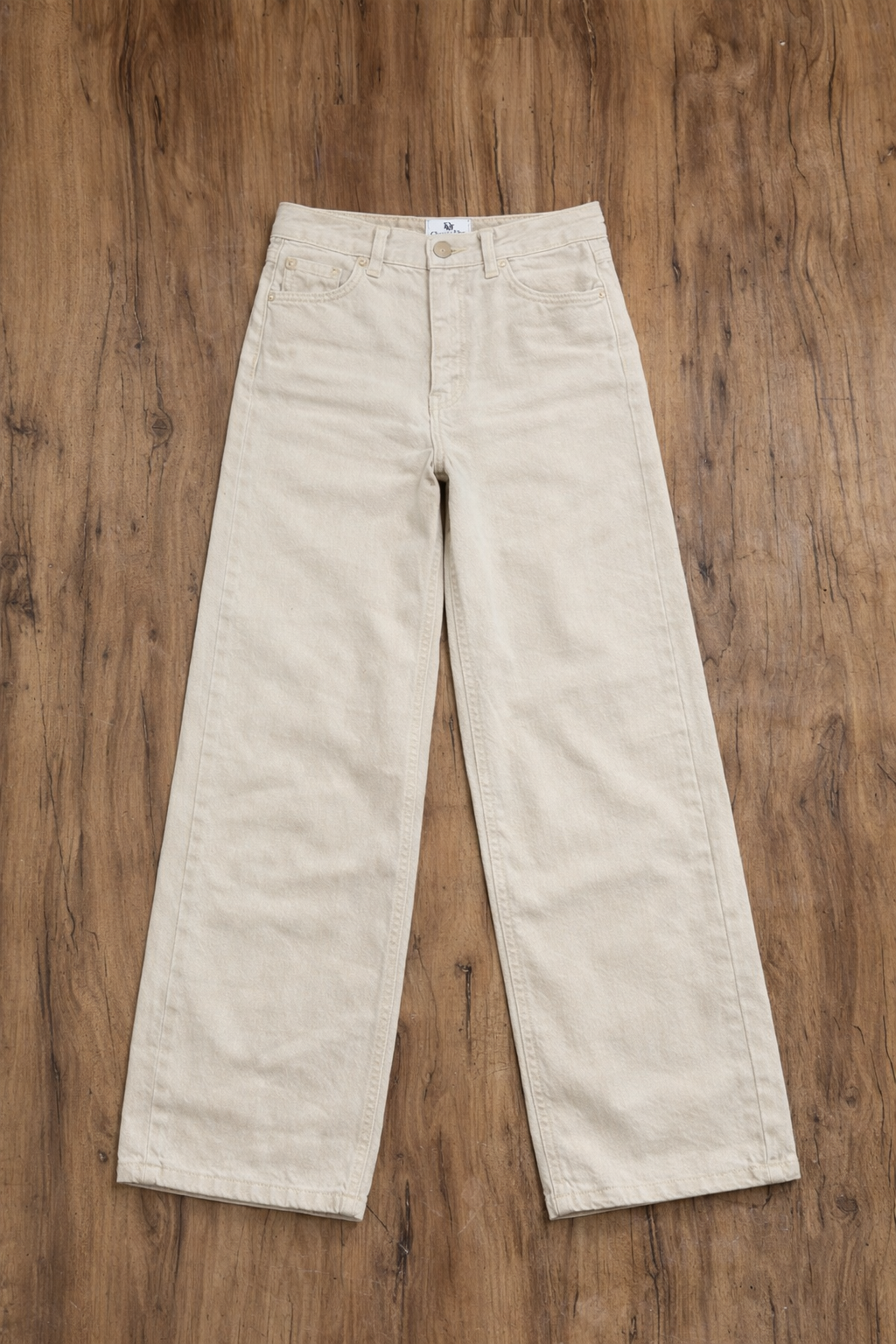 Unisex Wide-Leg Beige Denim Jeans