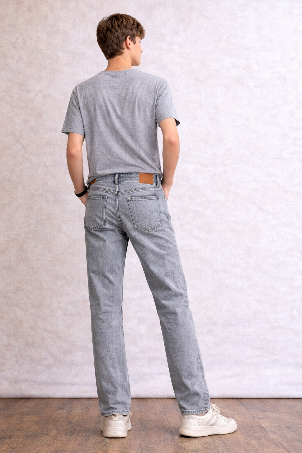 Light Grey Straight Fit Denim Jeans