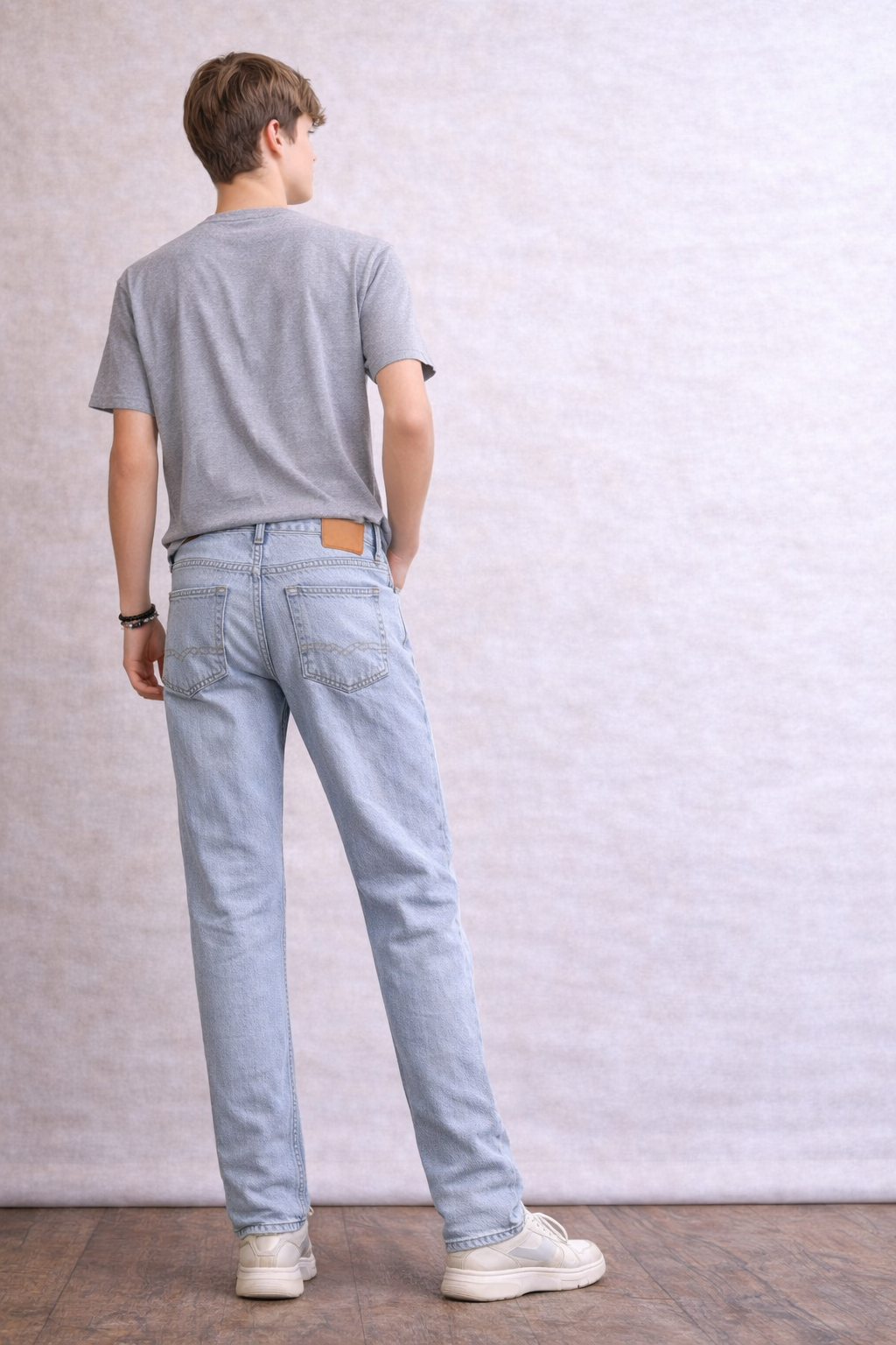 Light Grey Straight Fit Denim Jeans
