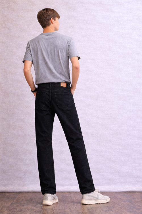 Black Straight Fit Denim Jeans