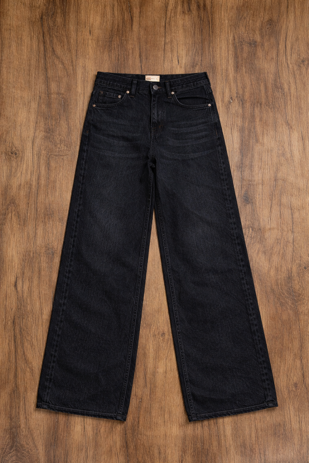 Unisex Wide-Leg Charcoal Black Denim Jeans