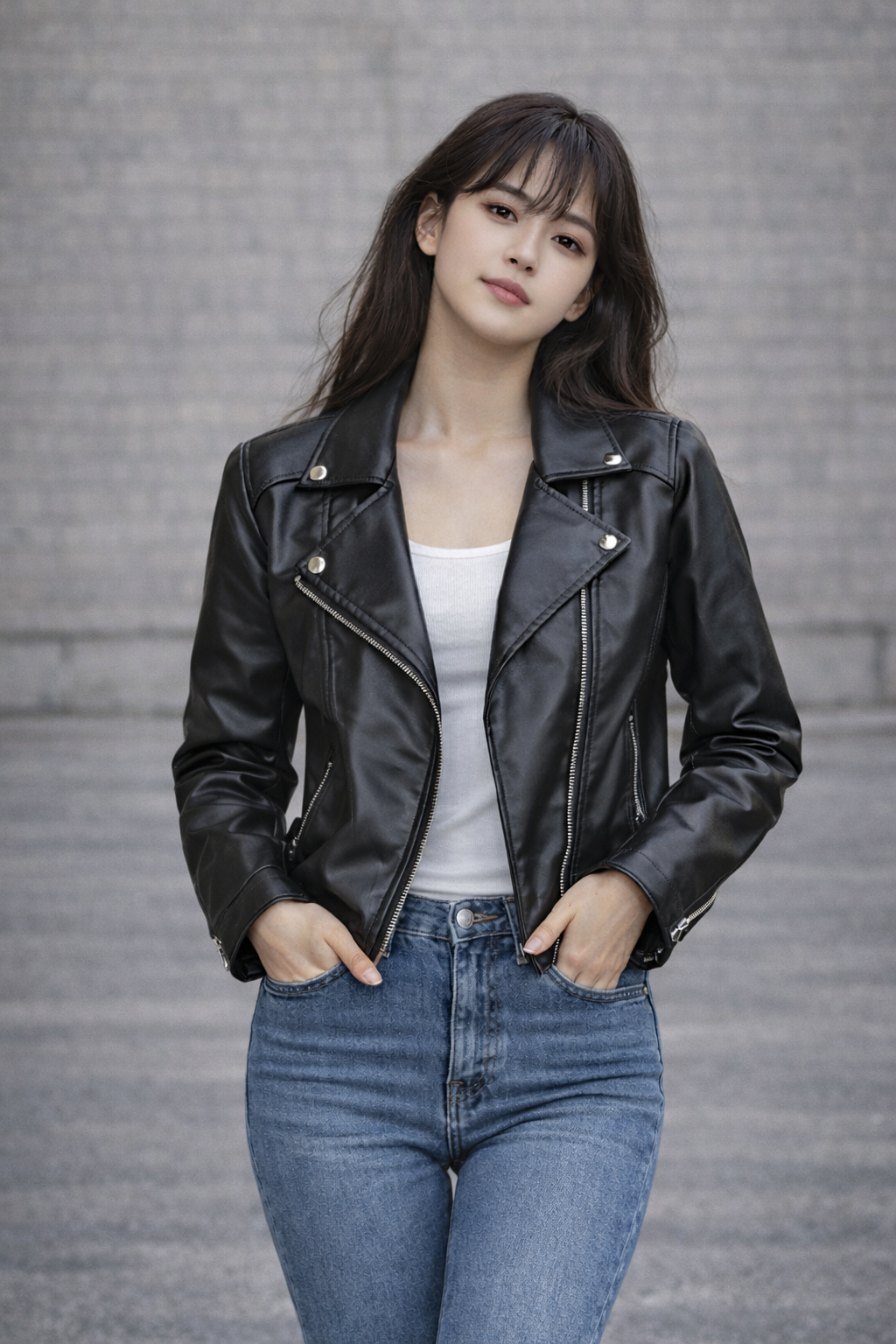 Women’s Black Leather Biker Jacket