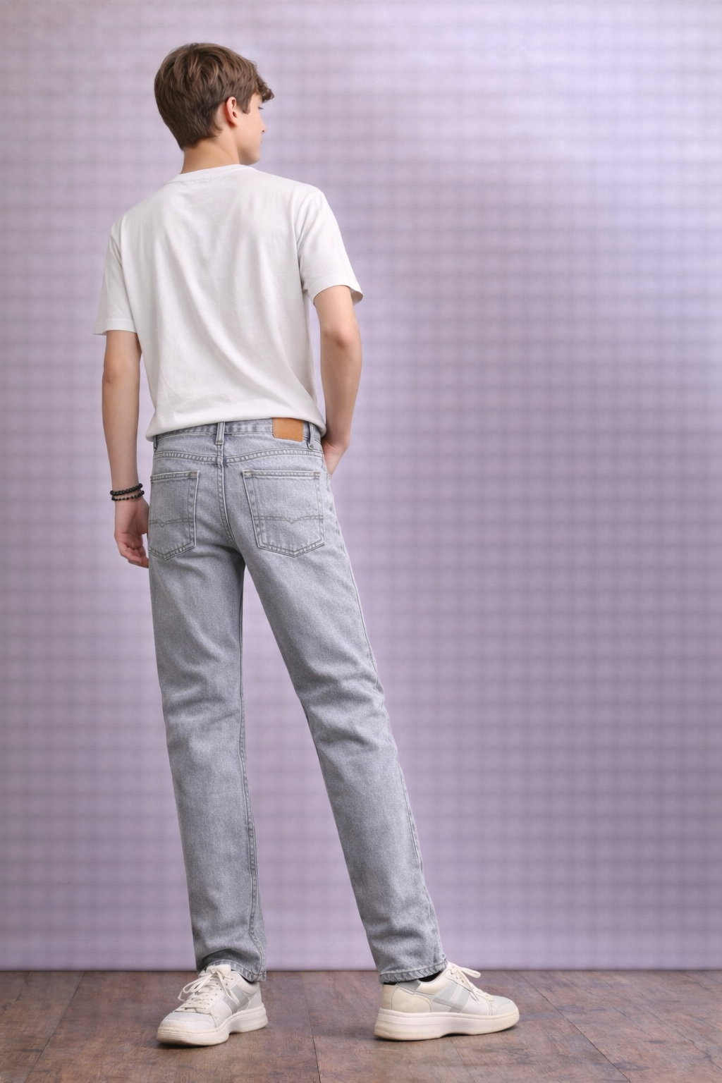 Light Grey Straight Fit Denim Jeans