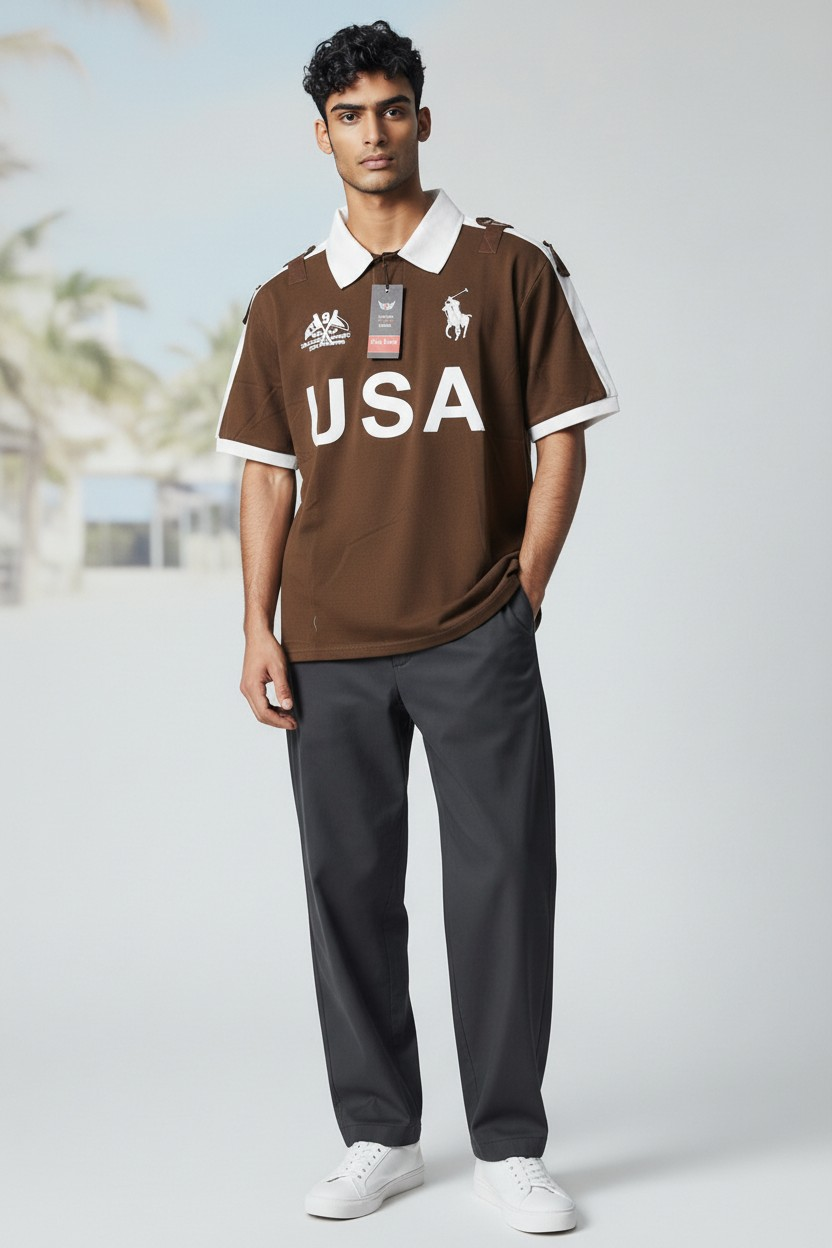 Men’s USA Printed Polo T-Shirt – Premium Casual Sports Wear