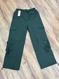 Trendy Bottle Green Parachute Pants