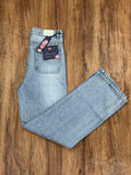 Unisex Wide-Leg Ice Blue Blast Wash Denim Jeans