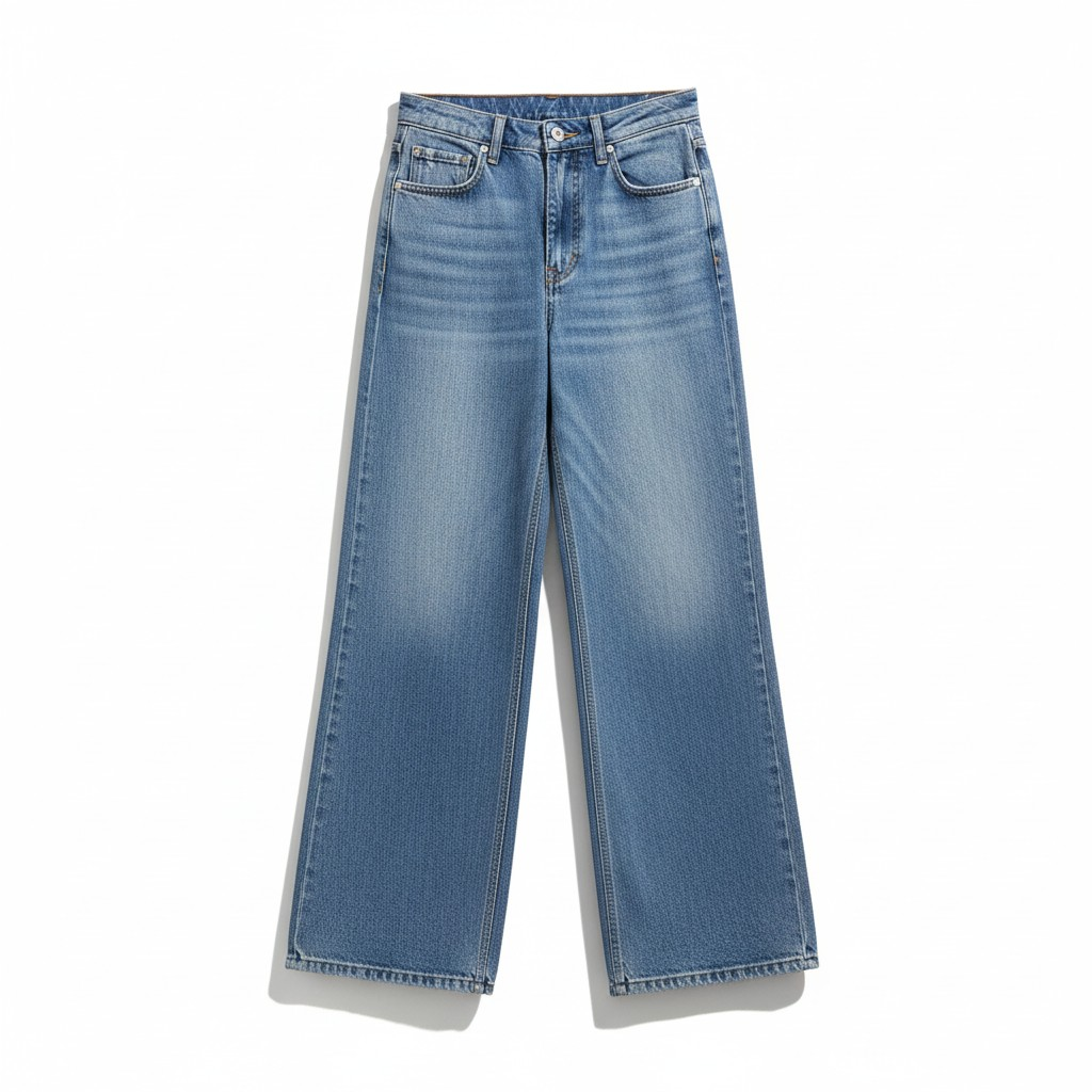 Women’s Vintage Blue-Green Wash Baggy Jeans – Relaxed Wide Leg Fit