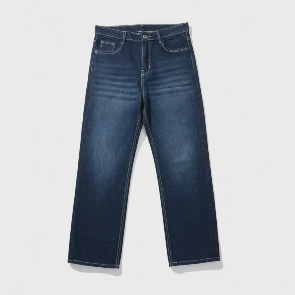 Dark Blue Straight Fit Denim Jeans for Boys