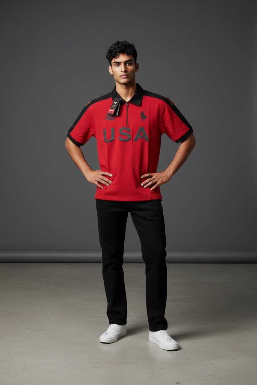 Men’s USA Printed Polo T-Shirt – Premium Casual Sports Wear